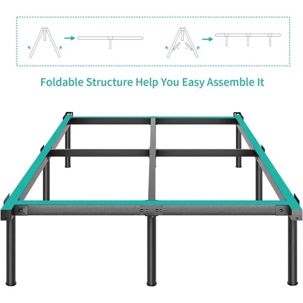 JOM Metal Bed Frame Queen Size - 14 Inch Rails Bedframe for Box Spring - Picture 2 of 7